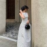 Abito lungo casual senza maniche a pois