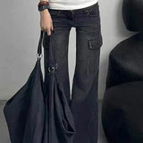 Pantaloni cargo in denim a vita bassa slim fit