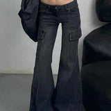 Pantaloni cargo in denim a vita bassa slim fit