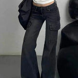 Pantaloni cargo in denim a vita bassa slim fit