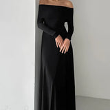 Abito lungo formale minimale con spalle scoperte e aderente