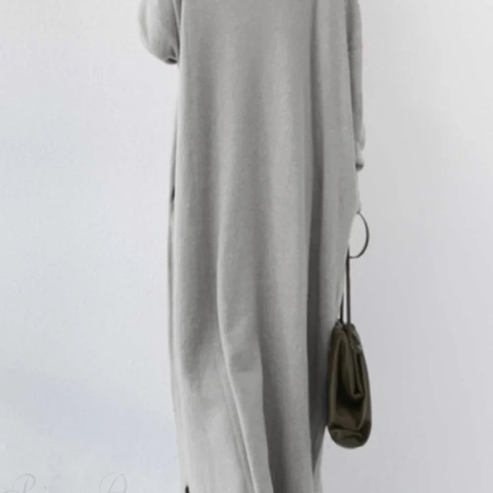 Abito felpato con scollo a V e spacco sull'orlo