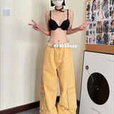 Pantaloni cargo in denim larghi e dritti