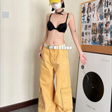 Pantaloni cargo in denim larghi e dritti