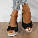 Sandali con zeppa da donna – Punta aperta – Cinturino regolabile – Comodo stile intrecciato