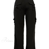 Pantaloni cargo jogger tinta unita con coulisse e vita elastica