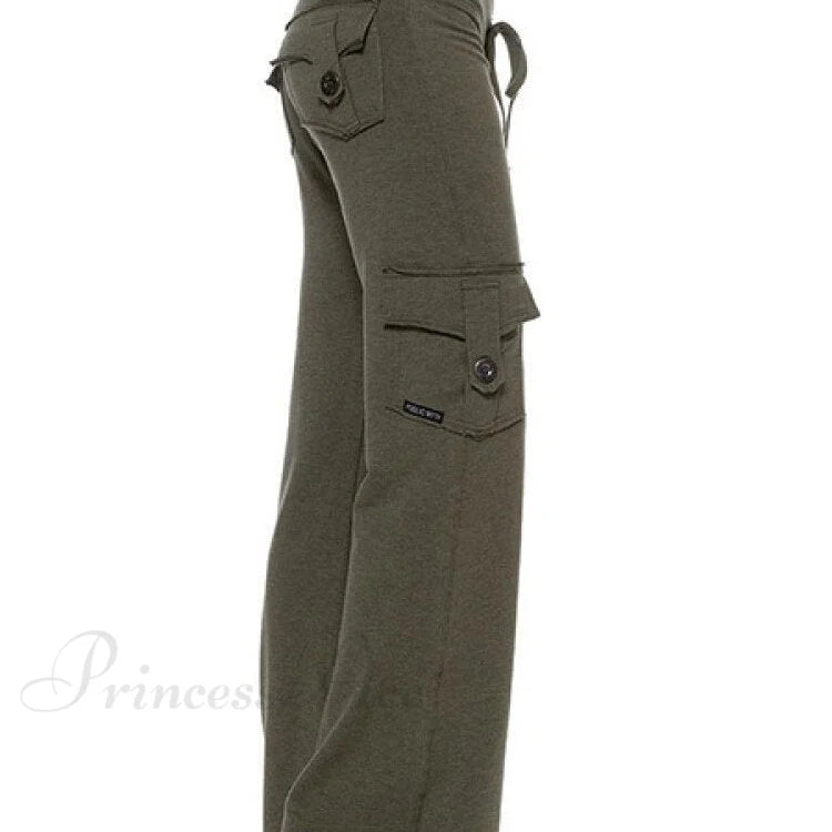 Pantaloni cargo jogger tinta unita con coulisse e vita elastica