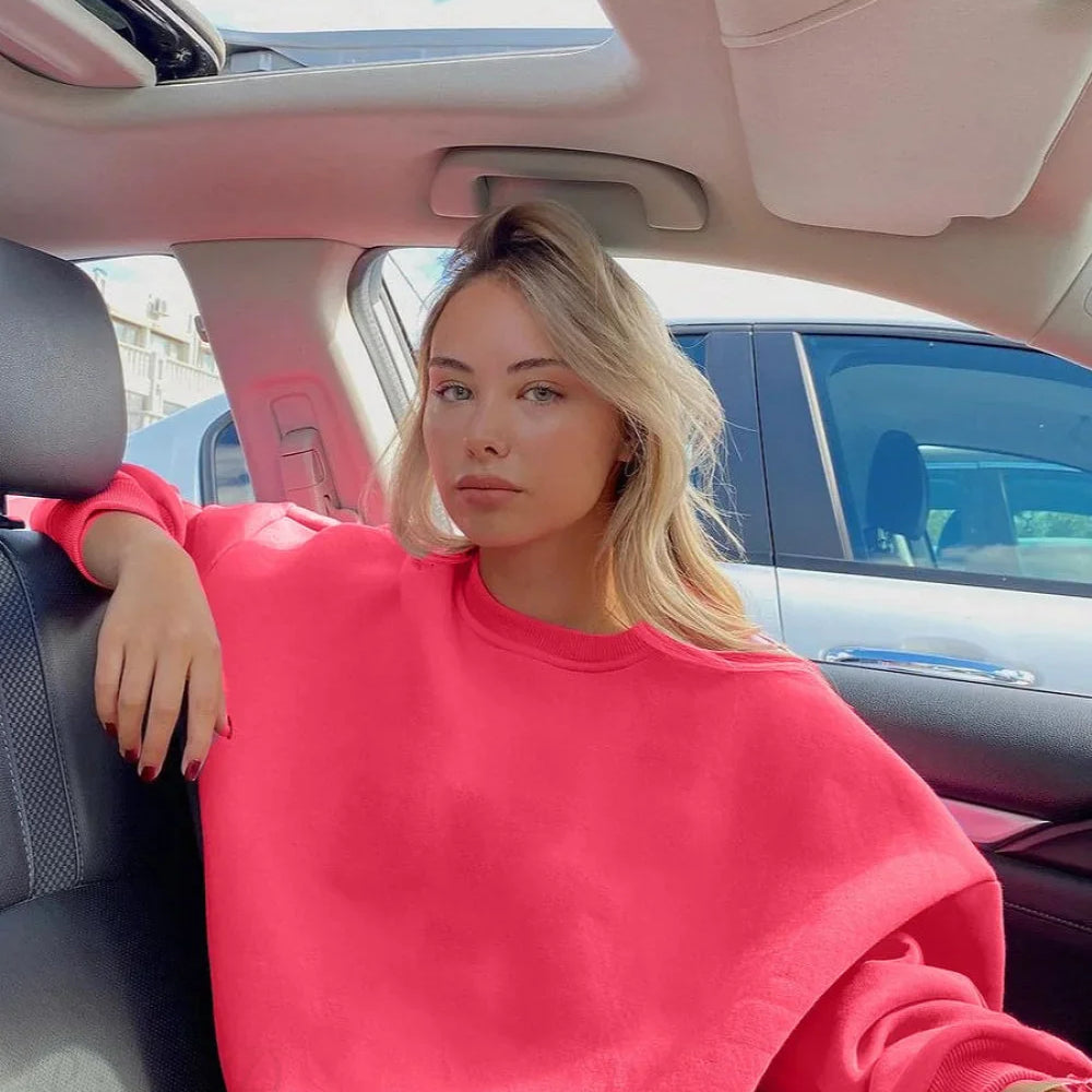 Felpa oversize rilassata e tinta unita