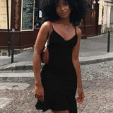 Abito midi estivo senza maniche con volant e spalline sottili per feste in discoteca