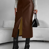 Gonna vintage in similpelle con fodera in pile e design diviso