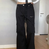 Pantaloni cargo multitasche a vita alta con gamba dritta