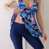 Completo da spiaggia con stampa a spalline e due pezzi