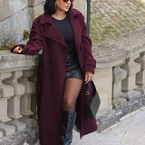 Cappotto di lana bordeaux con cintura