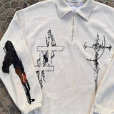 Felpa oversize con grafica a forma di pistola ispirata allo streetwear