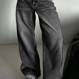 Jeans a gamba larga lavati grigio fumo vintage da strada