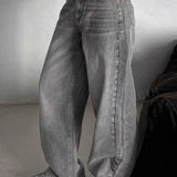 Jeans a gamba larga lavati grigio fumo vintage da strada