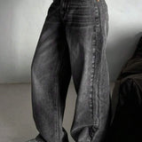 Jeans a gamba larga lavati grigio fumo vintage da strada