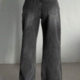 Jeans a gamba larga lavati grigio fumo vintage da strada