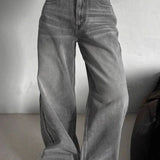 Jeans a gamba larga lavati grigio fumo vintage da strada