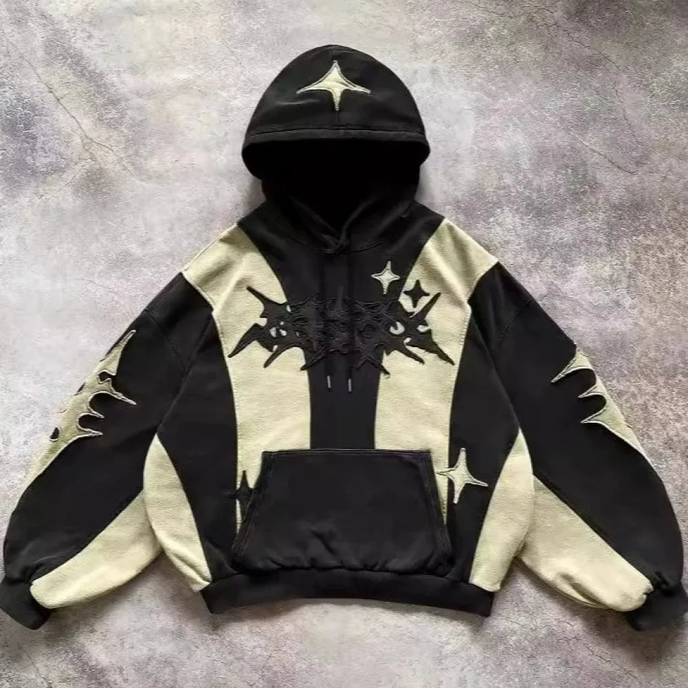 Felpa con cappuccio ampia Street Y2K Collage