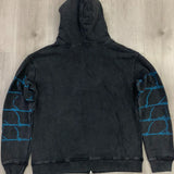 Felpa con cappuccio e zip con stampa vintage Spider Web Streetwear