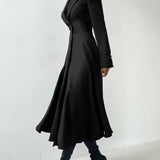 Abito lungo elegante con blazer solido e spalle strutturate