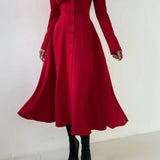 Abito lungo elegante con blazer solido e spalle strutturate