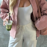 Giacca casual elegante in pelle scamosciata a maniche lunghe