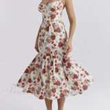 Abiti midi senza schienale floreali, dolci e piccanti