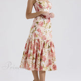 Abiti midi senza schienale floreali, dolci e piccanti