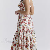 Abiti midi senza schienale floreali, dolci e piccanti