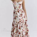 Abiti midi senza schienale floreali, dolci e piccanti