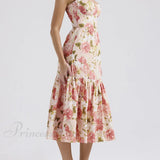 Abiti midi senza schienale floreali, dolci e piccanti