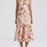 Abiti midi senza schienale floreali, dolci e piccanti