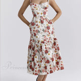 Abiti midi senza schienale floreali, dolci e piccanti