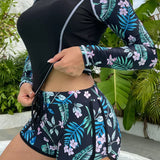 Set Rashguard con stampa tropicale in due pezzi