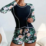 Set Rashguard con stampa tropicale in due pezzi