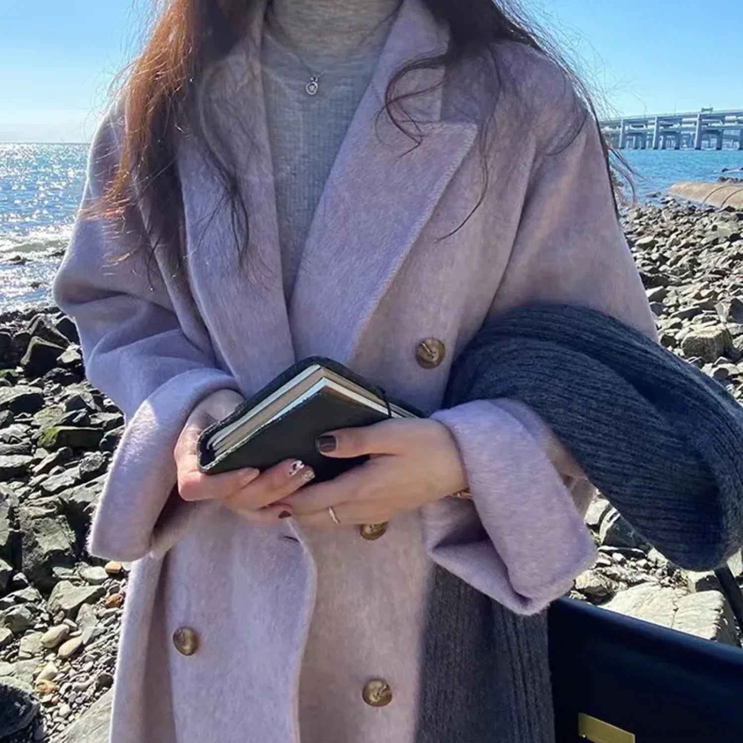 Cappotto in lana e cashmere con collo rovesciato