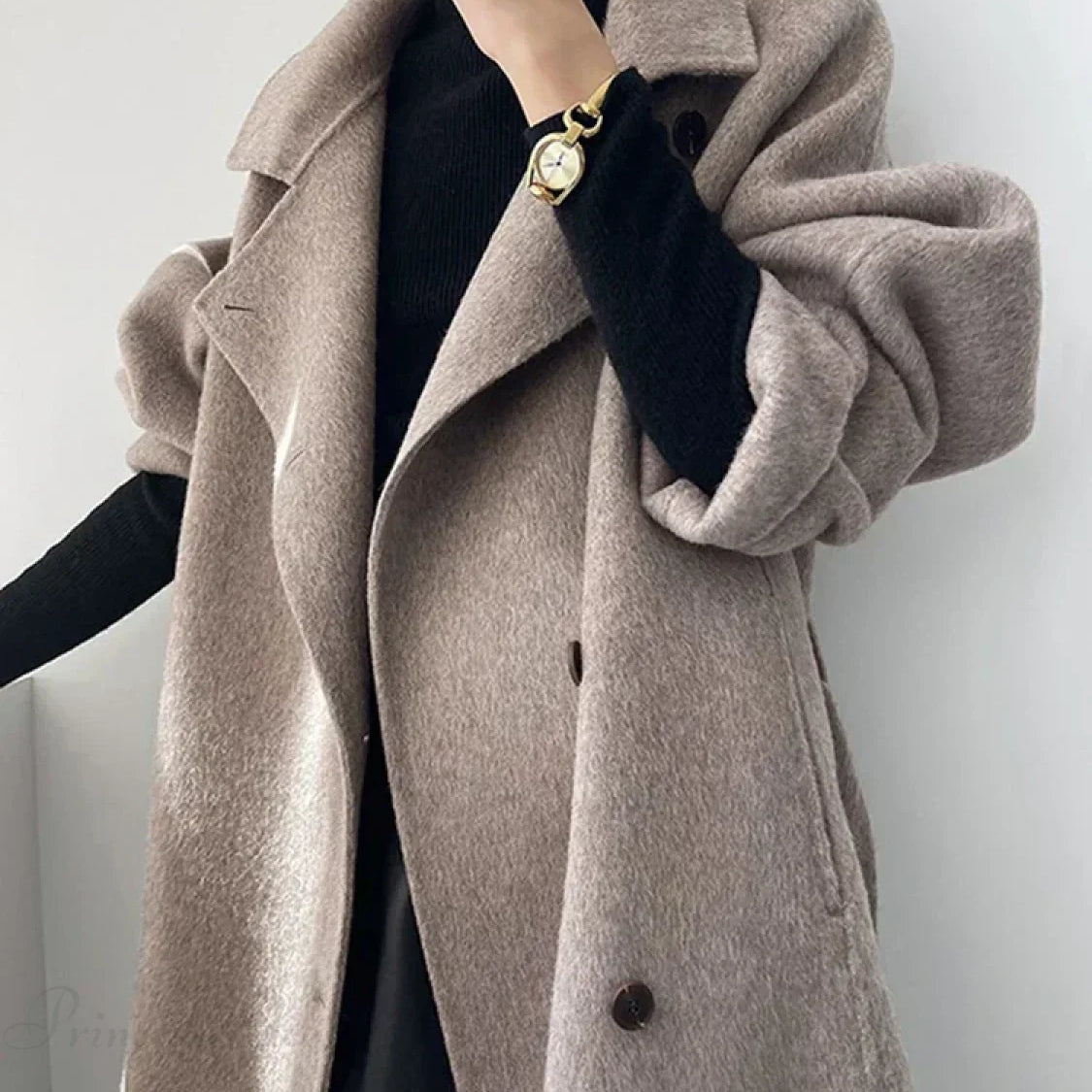 Cappotto monopetto in lana a collo alto