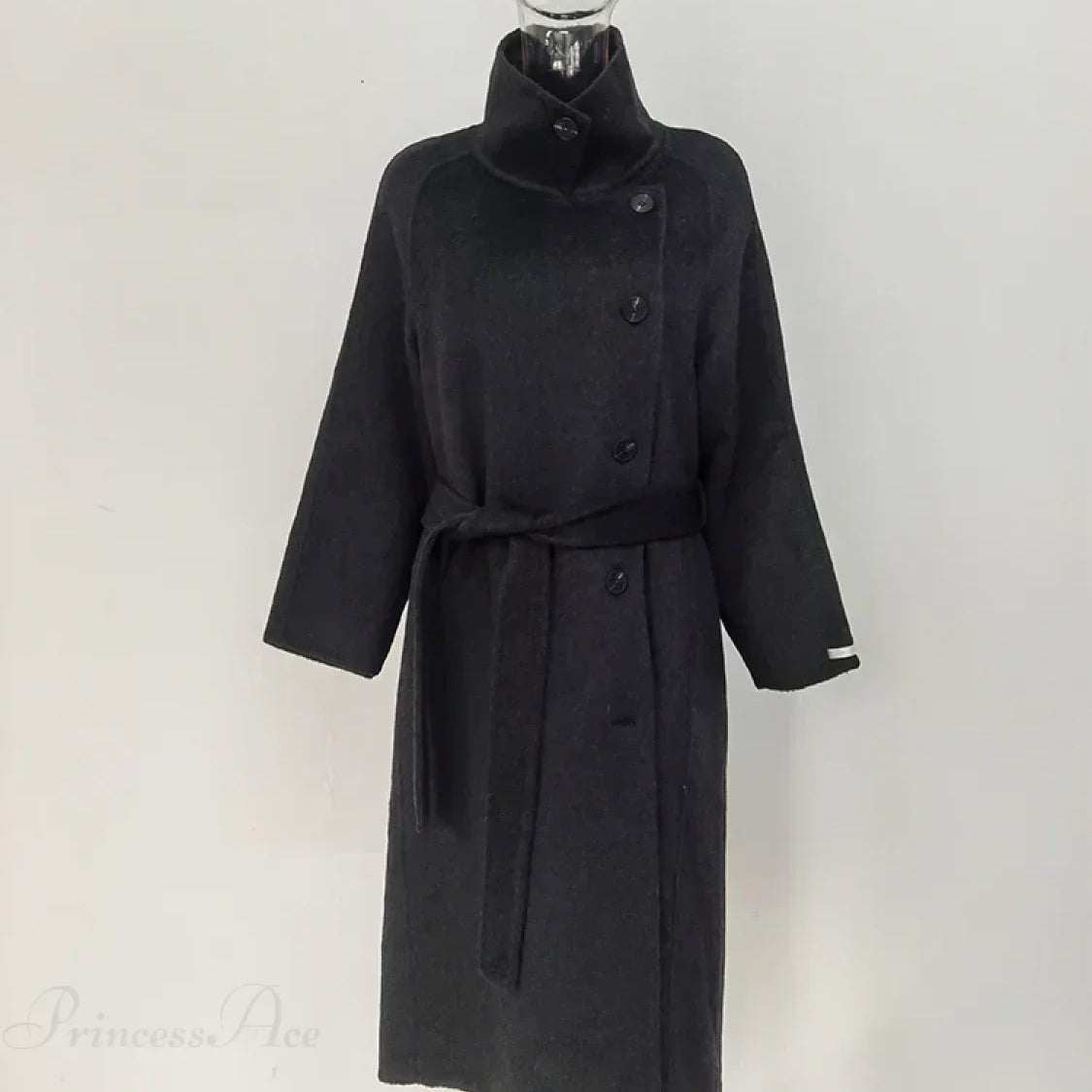 Cappotto monopetto in lana a collo alto