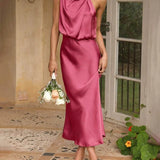 Abiti da damigella d'onore unici, senza maniche, con scollo alto e charme