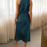 Abiti da damigella d'onore unici, senza maniche, con scollo alto e charme