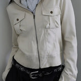 Giacca utility tinta unita con colletto rialzato e tasca e cintura in vita