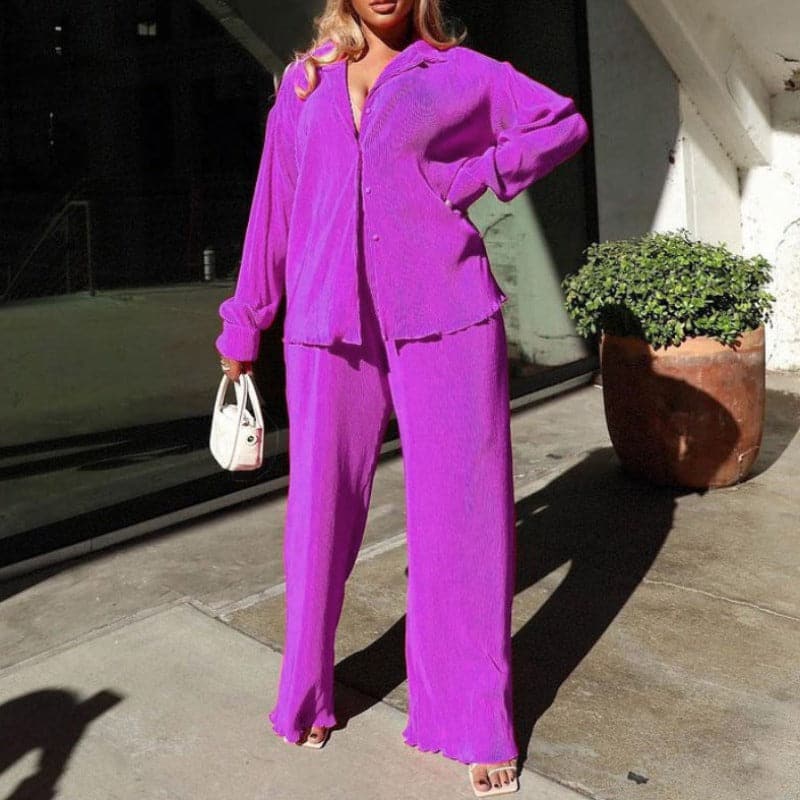 Gabriela - Comodo completo in cotone con due pezzi e abbottonatura