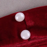 Abito da festa in velluto con volant e scollo all'americana