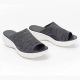 Sandali slip-on da donna – Maglia morbida – Suola con plateau – Punta aperta