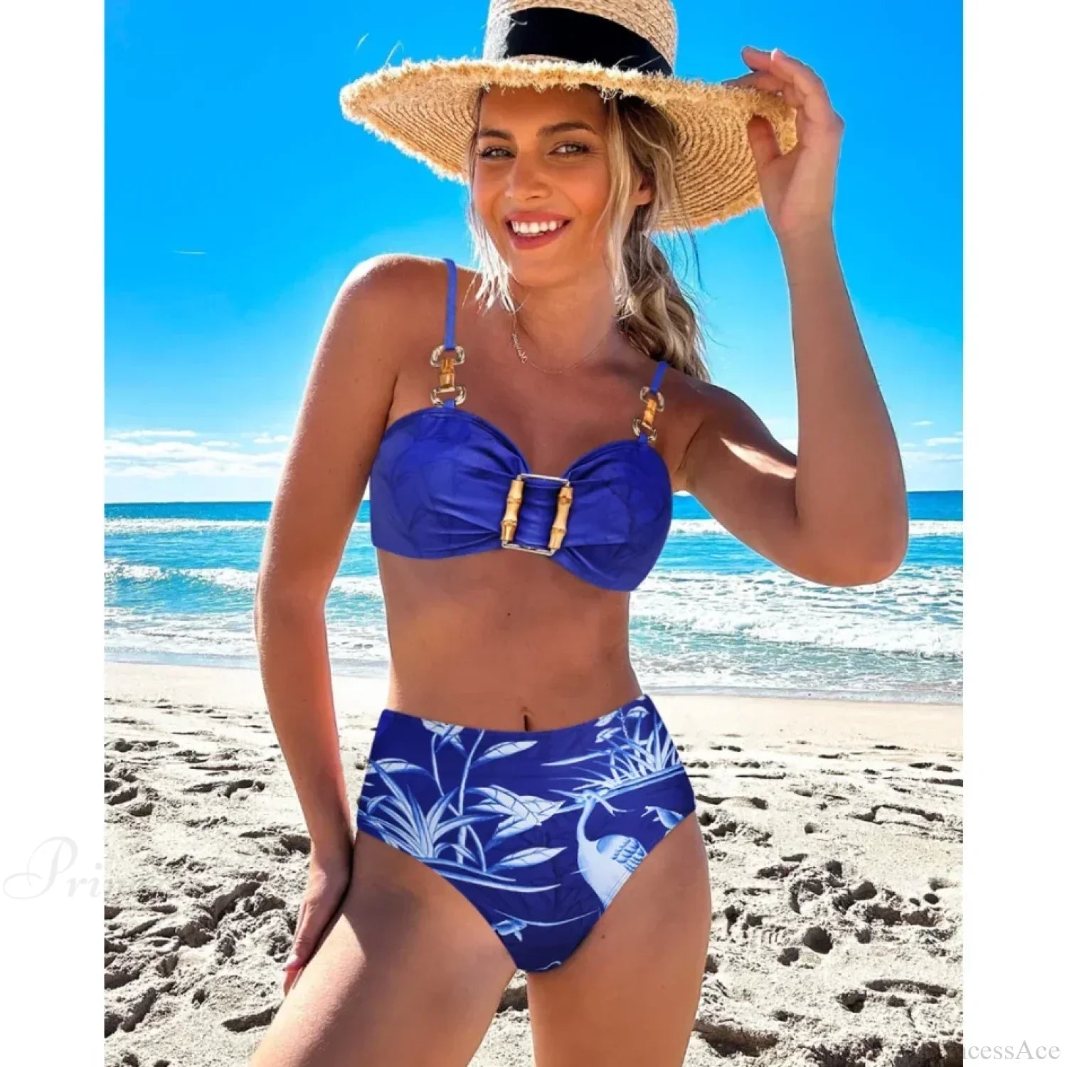 Set due pezzi con sarong con stampa di bambù vintage