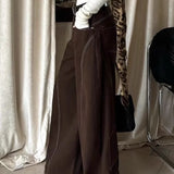 Jeans dritti a vita alta marroni vintage