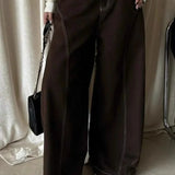 Jeans dritti a vita alta marroni vintage