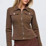 Giacca utility vintage marrone scuro slim-fit Y2K